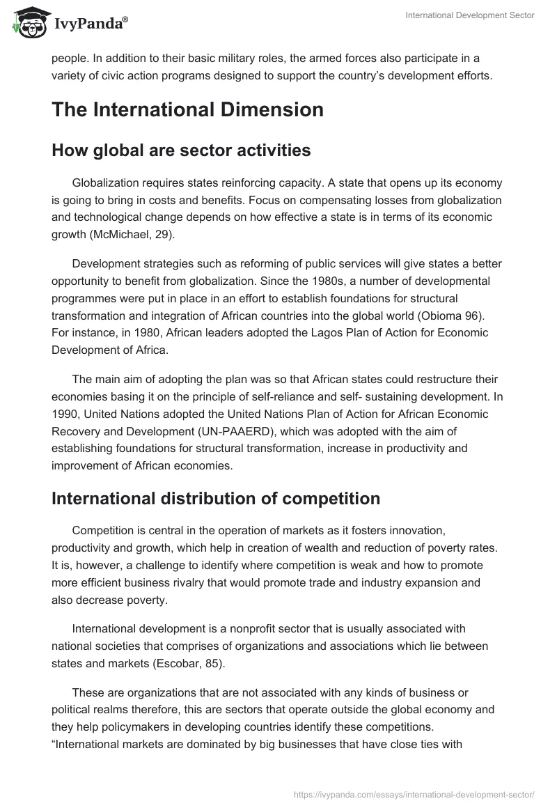 International Development Sector. Page 5