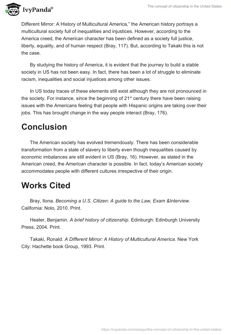 The concept of citizenship in the United States. Page 2