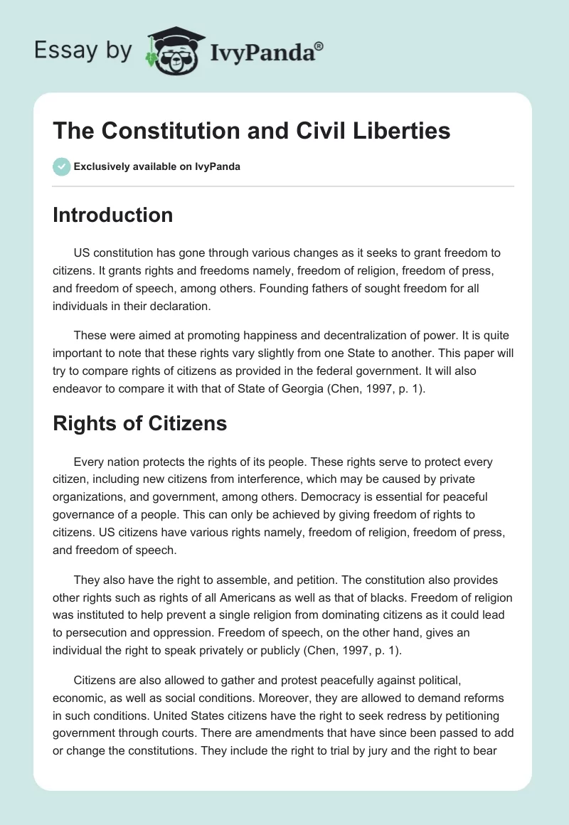 The Constitution and Civil Liberties. Page 1