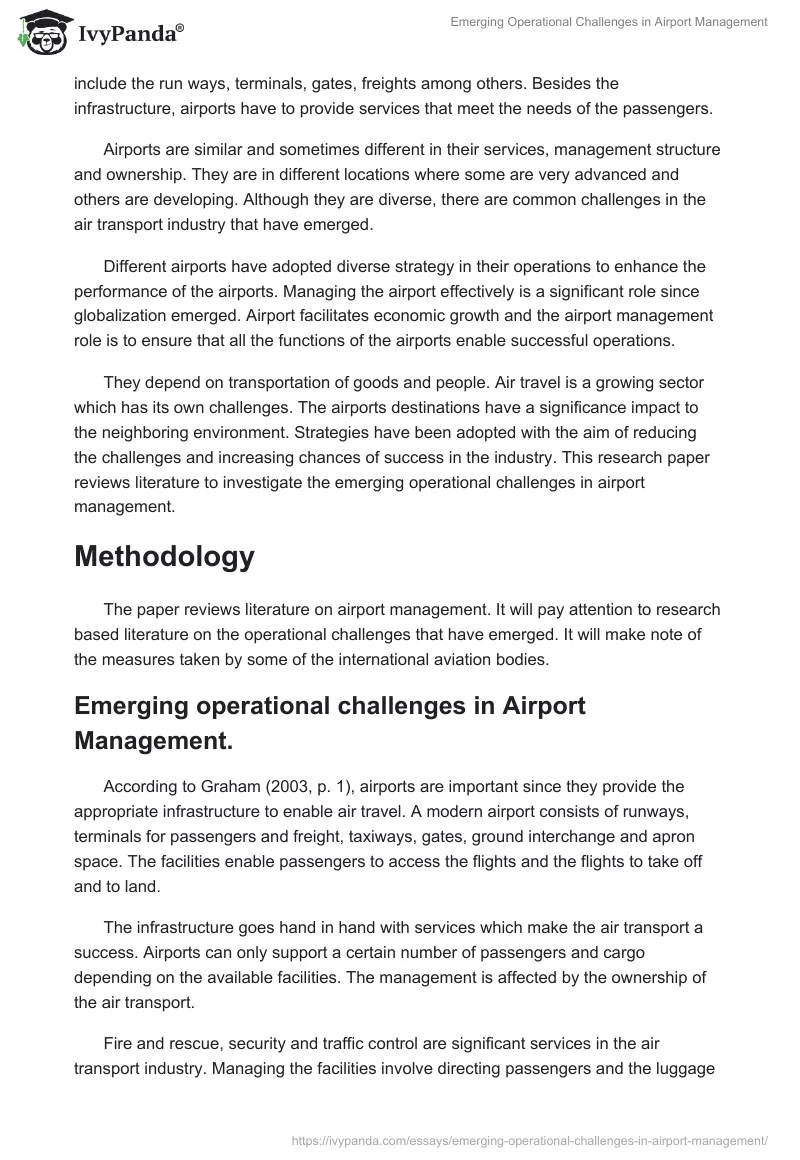 Emerging Operational Challenges in Airport Management. Page 2