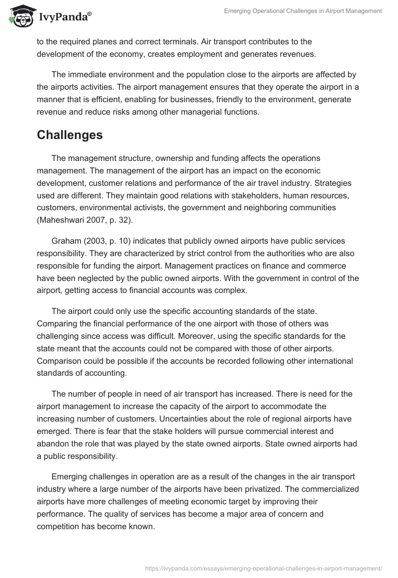 Emerging Operational Challenges in Airport Management. Page 3