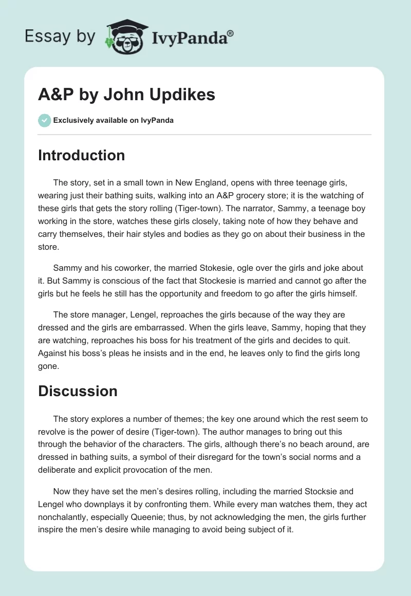 A&P by John Updikes. Page 1