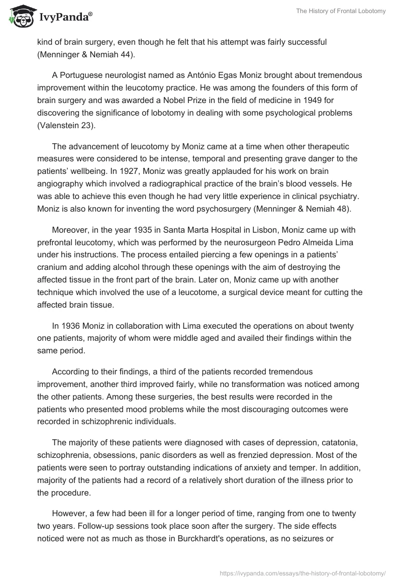 The History of Frontal Lobotomy. Page 2