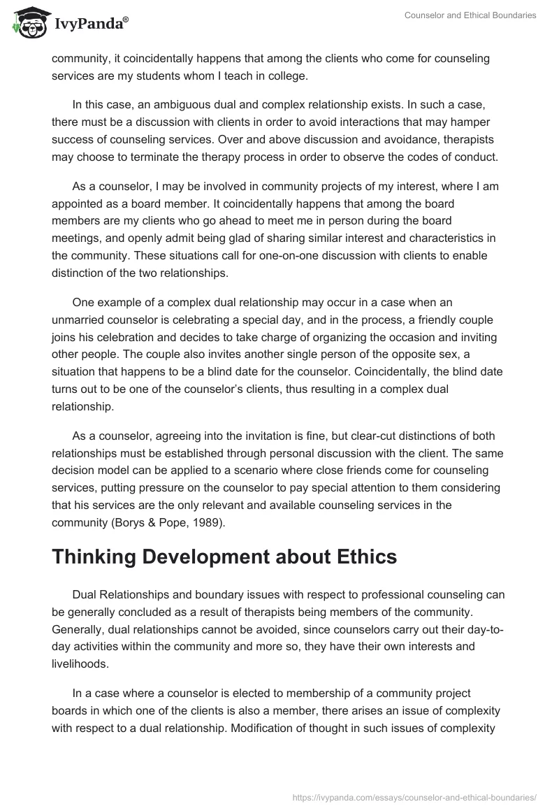 Counselor and Ethical Boundaries. Page 2