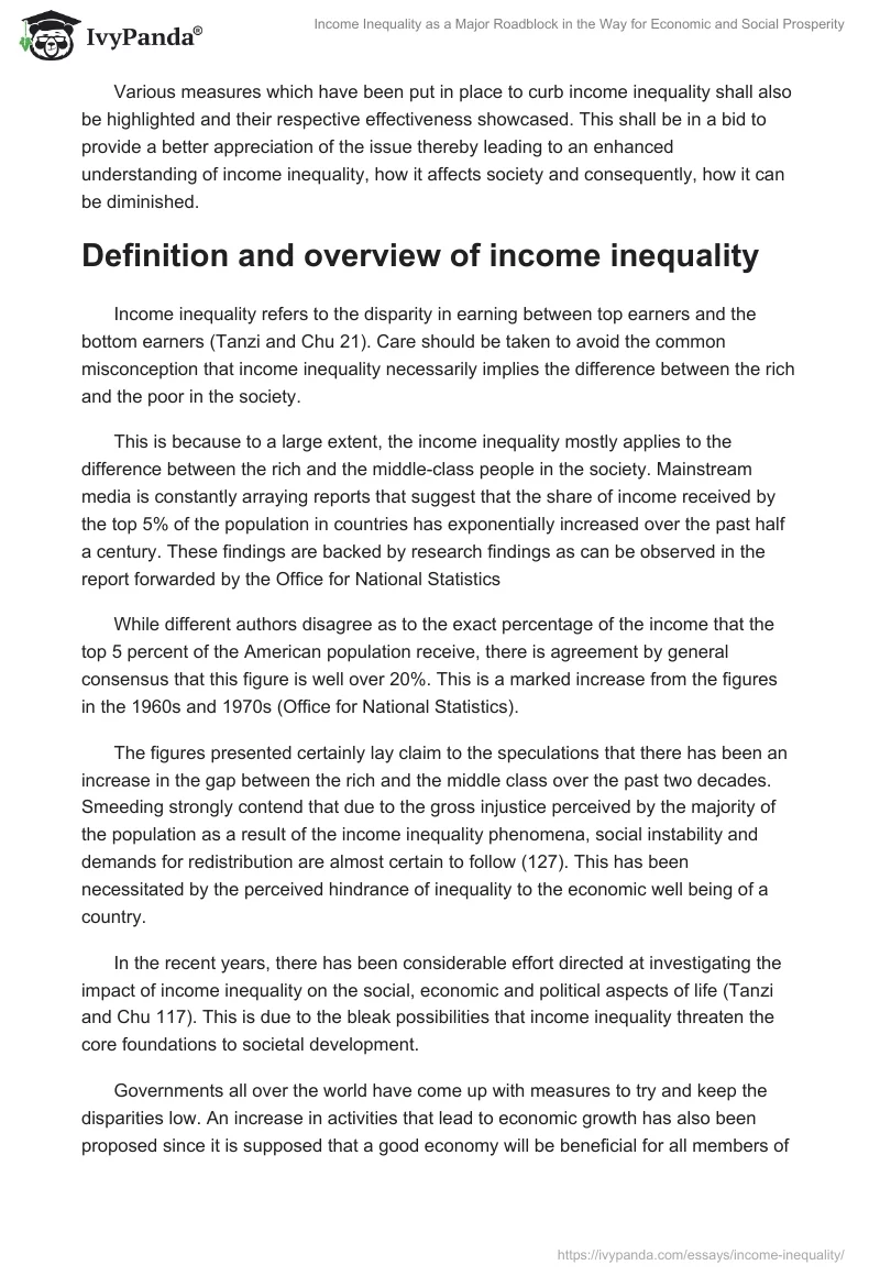 Income Inequality as a Major Roadblock in the Way for Economic and Social Prosperity. Page 2