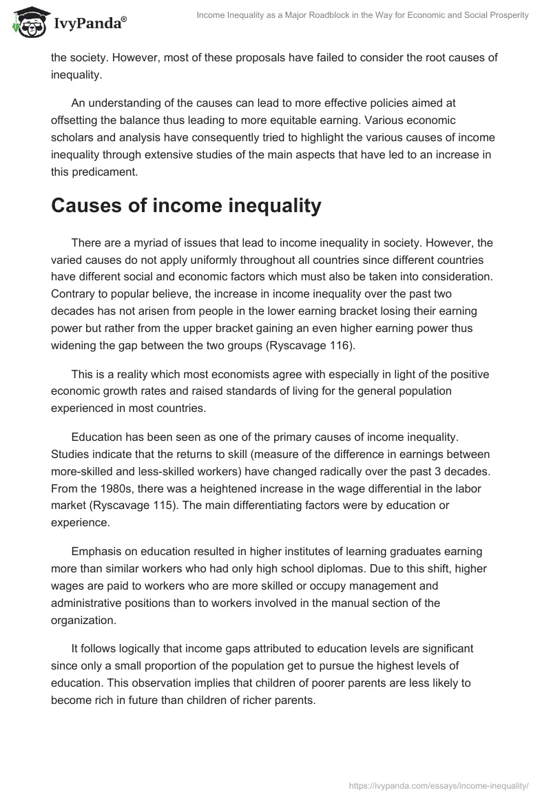 Income Inequality as a Major Roadblock in the Way for Economic and Social Prosperity. Page 3