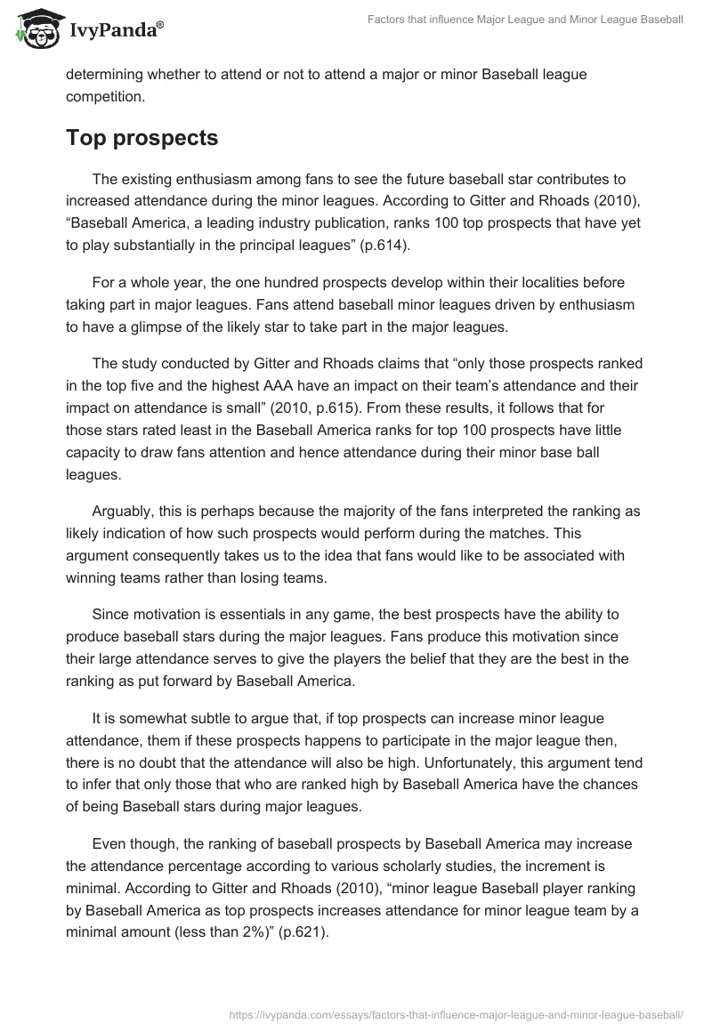 Factors that influence Major League and Minor League Baseball. Page 4