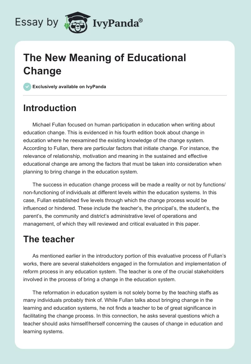 The New Meaning of Educational Change. Page 1