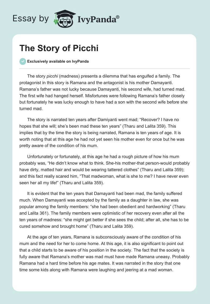 The Story of Picchi. Page 1