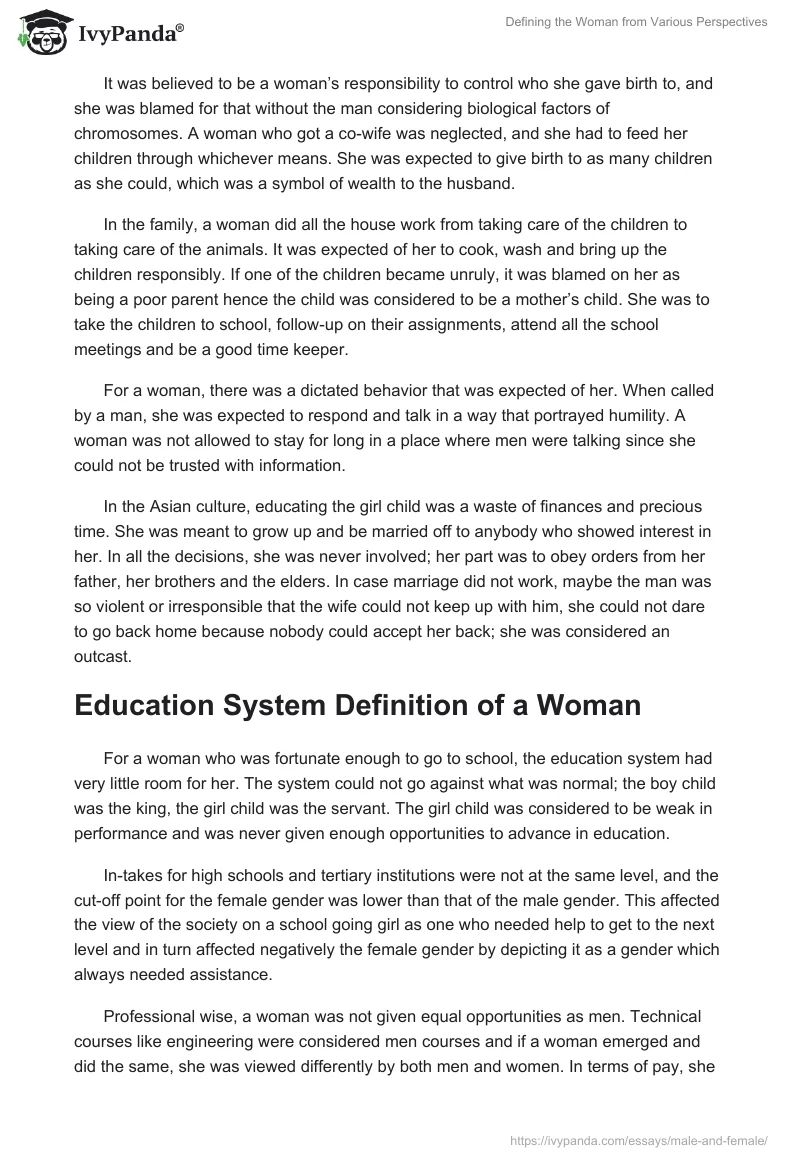 Defining the Woman from Various Perspectives. Page 2