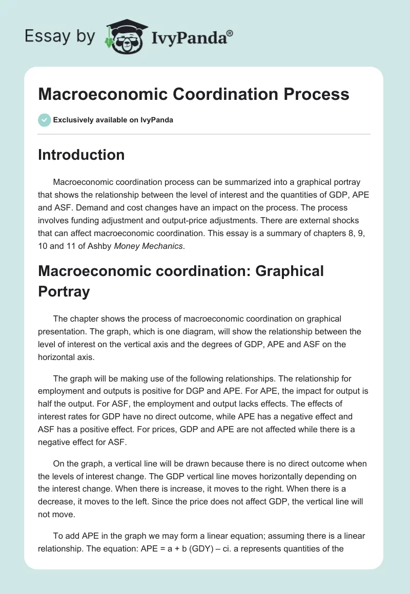 Macroeconomic Coordination Process. Page 1