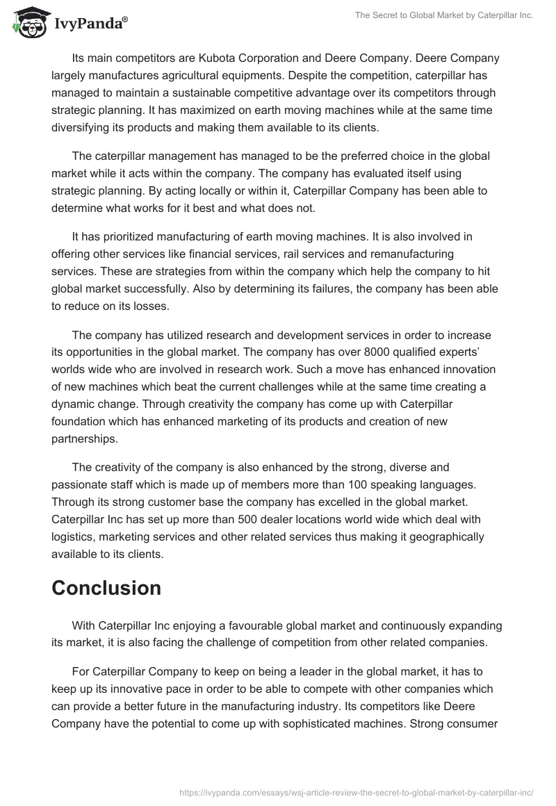 The Secret to Global Market by Caterpillar Inc.. Page 2