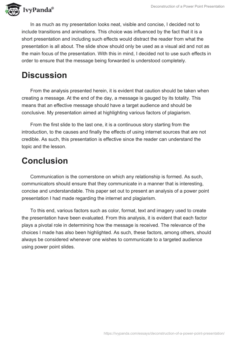 Deconstruction of a Power Point Presentation. Page 4