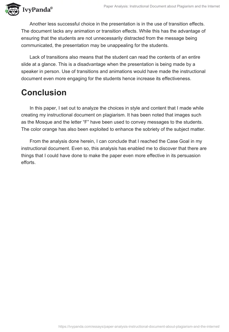 Paper Analysis: Instructional Document about Plagiarism and the Internet. Page 4