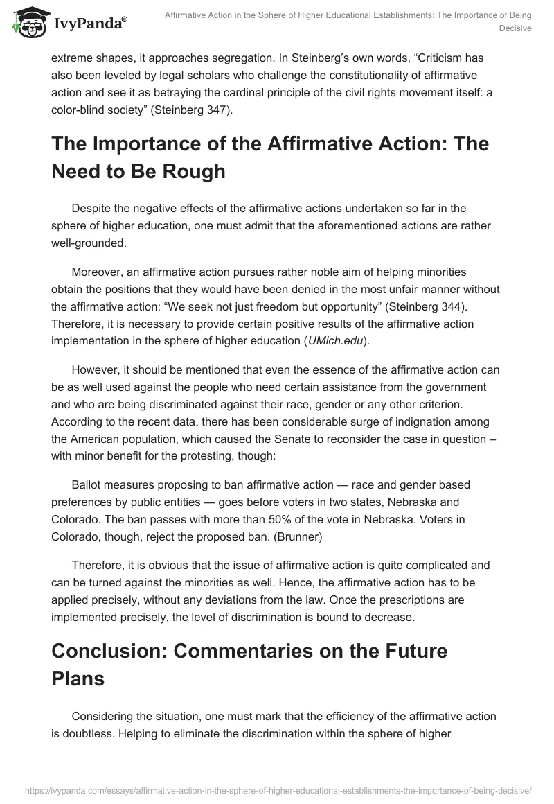 Affirmative Action in the Sphere of Higher Educational Establishments: The Importance of Being Decisive. Page 3