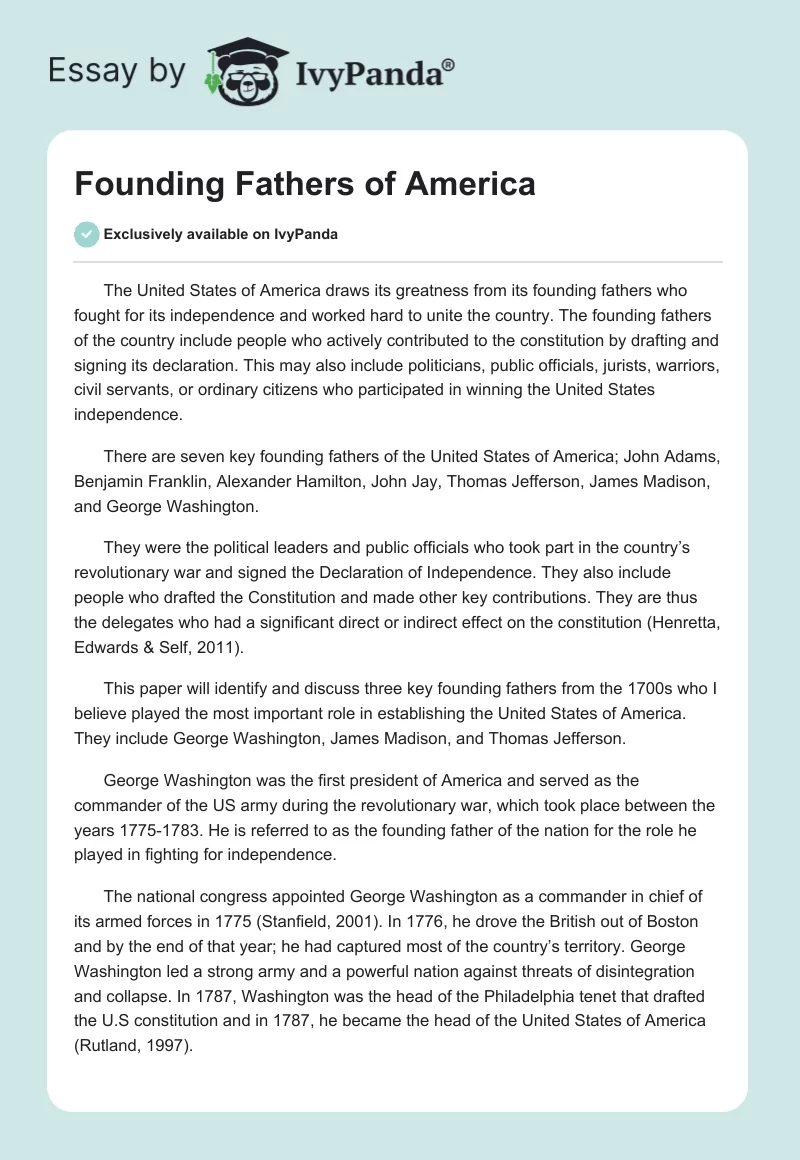 Founding Fathers of America. Page 1