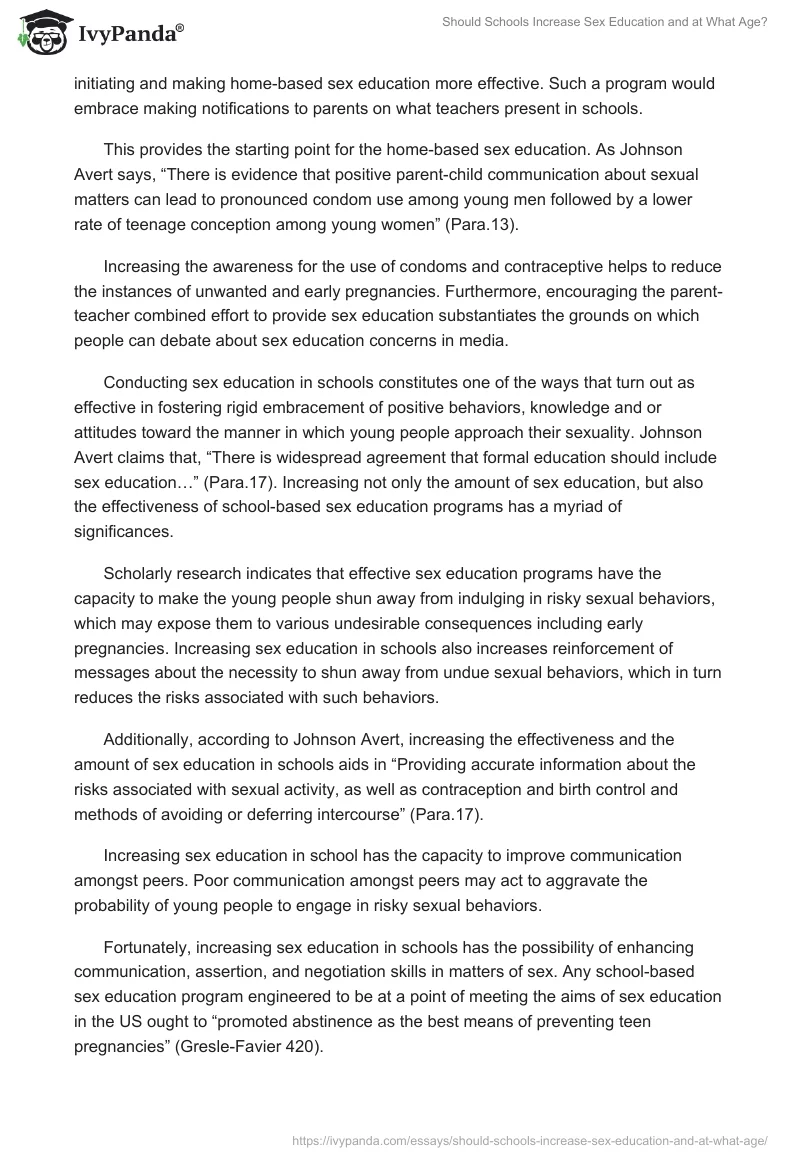 Should Schools Increase Sex Education and at What Age?. Page 4