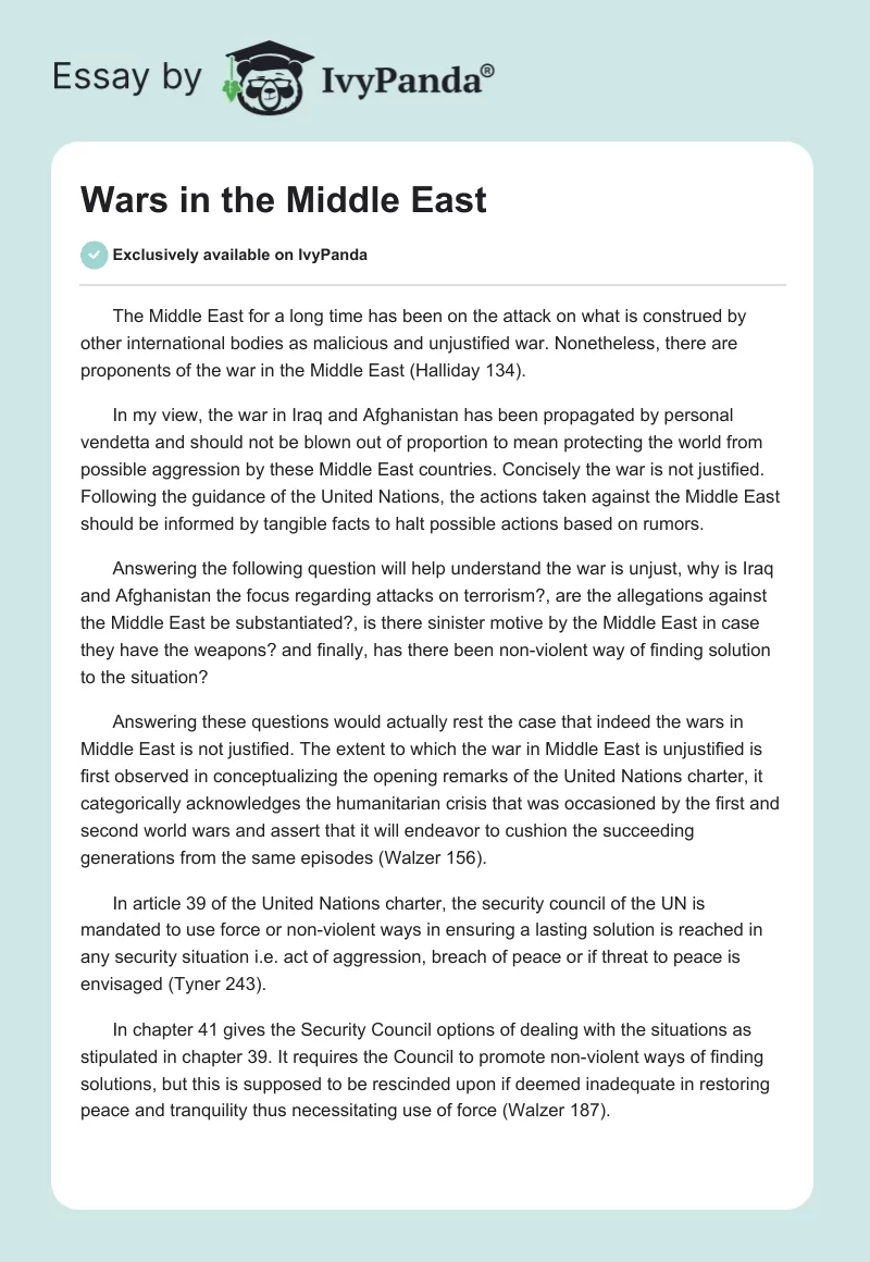 Wars in the Middle East. Page 1
