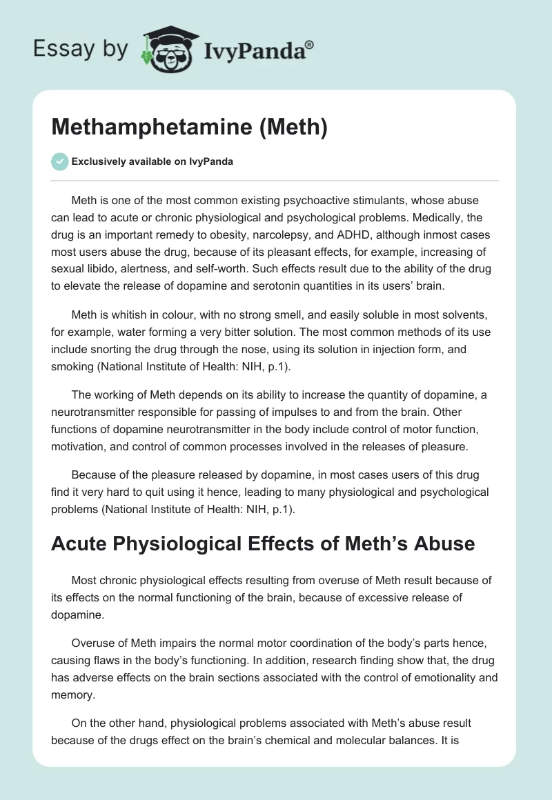 Methamphetamine (Meth). Page 1