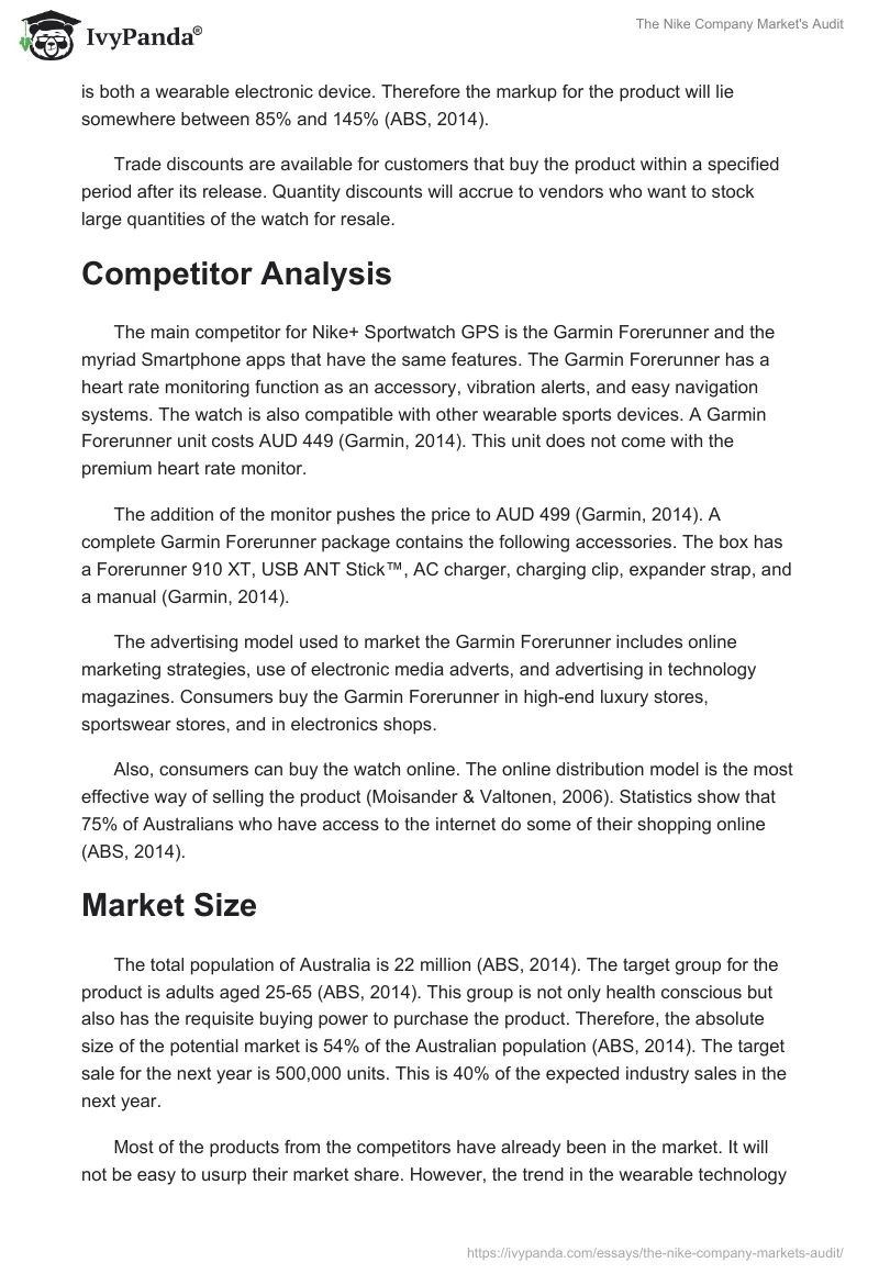 The Nike Company Market's Audit. Page 4
