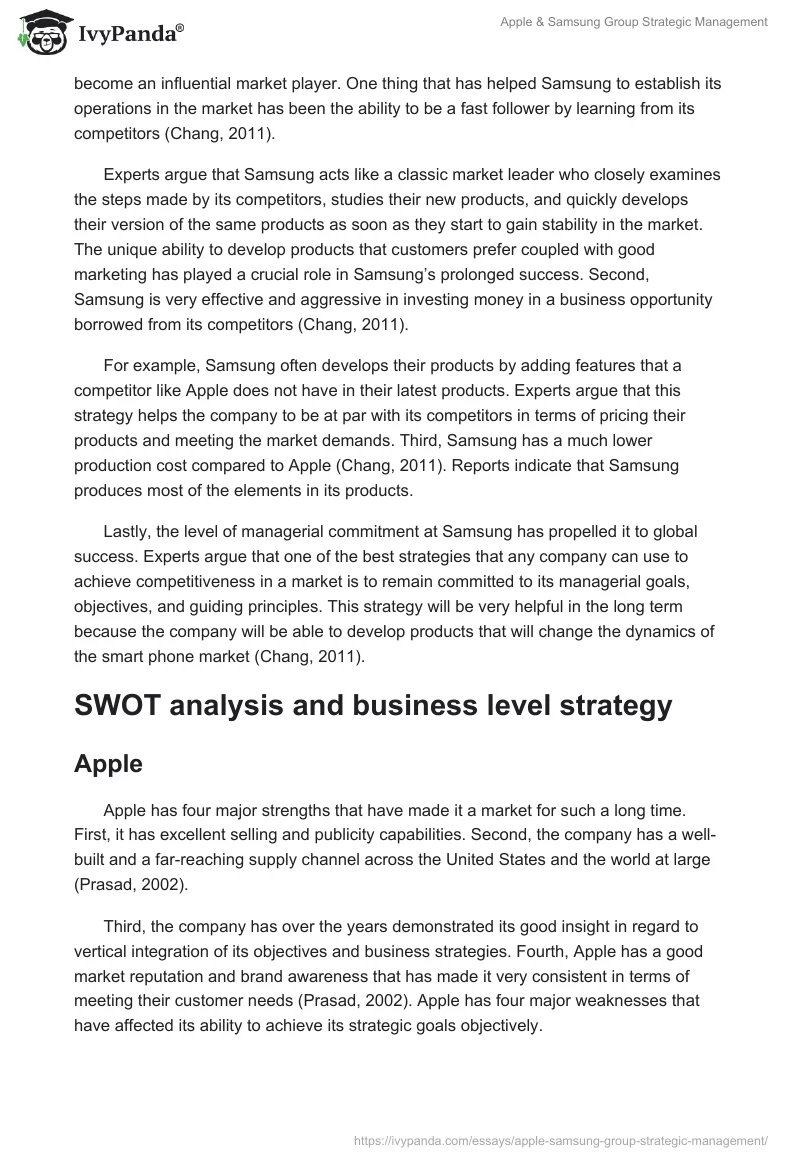 Apple & Samsung Group Strategic Management. Page 2
