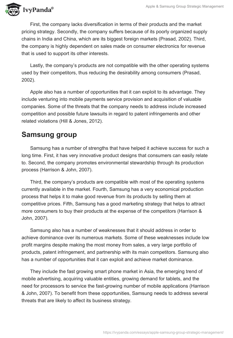 Apple & Samsung Group Strategic Management. Page 3
