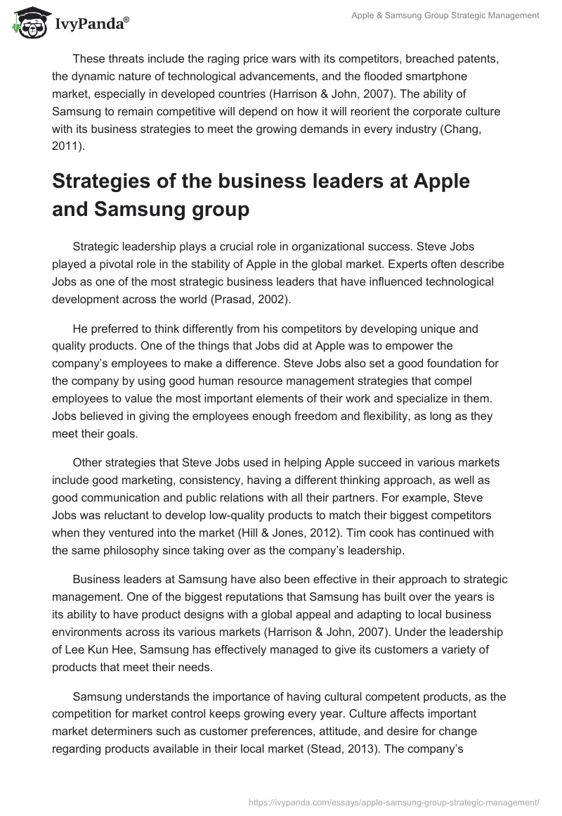 Apple & Samsung Group Strategic Management. Page 4