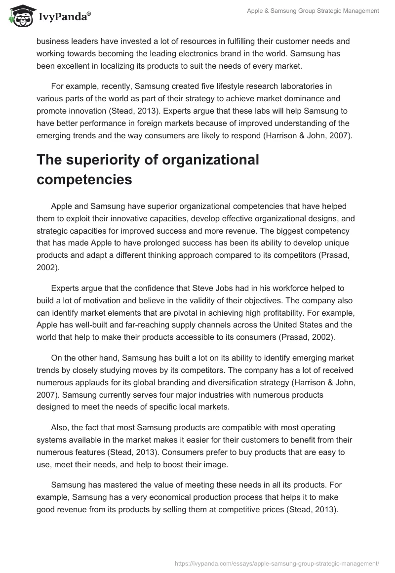 Apple & Samsung Group Strategic Management. Page 5