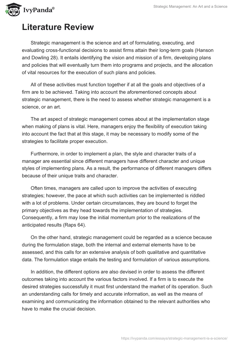 Strategic Management: An Art and a Science. Page 2