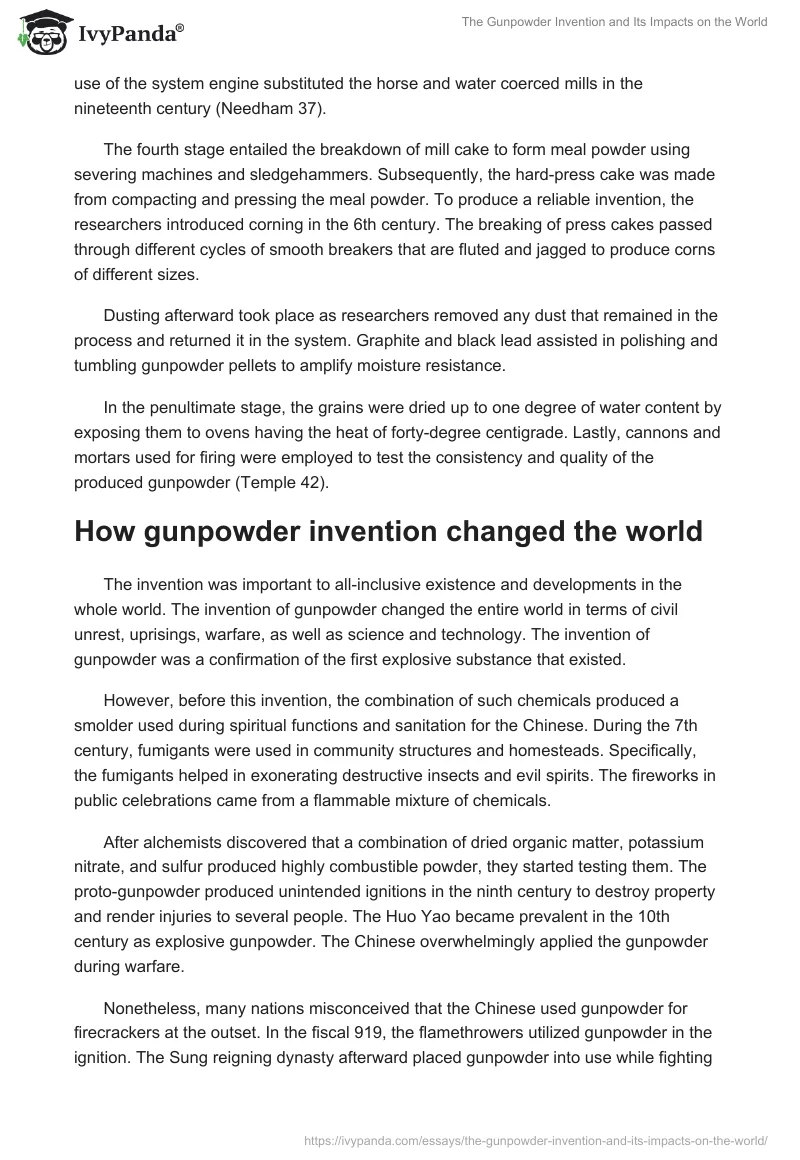 The Gunpowder Invention and Its Impacts on the World. Page 3