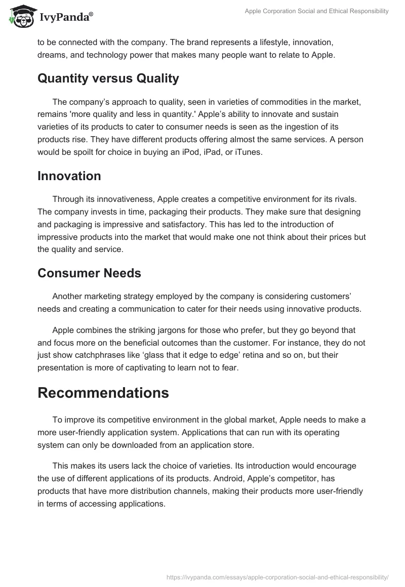 Apple Corporation Social and Ethical Responsibility. Page 5