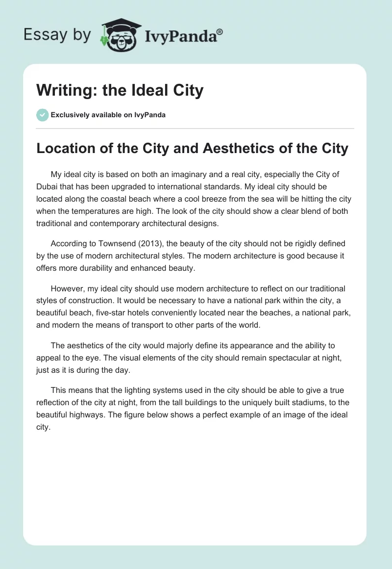 Writing: the Ideal City. Page 1