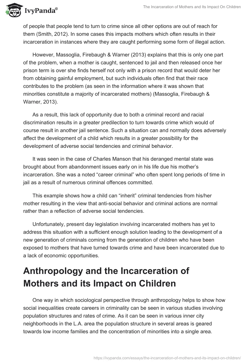 The Incarceration of Mothers and Its Impact On Children. Page 2