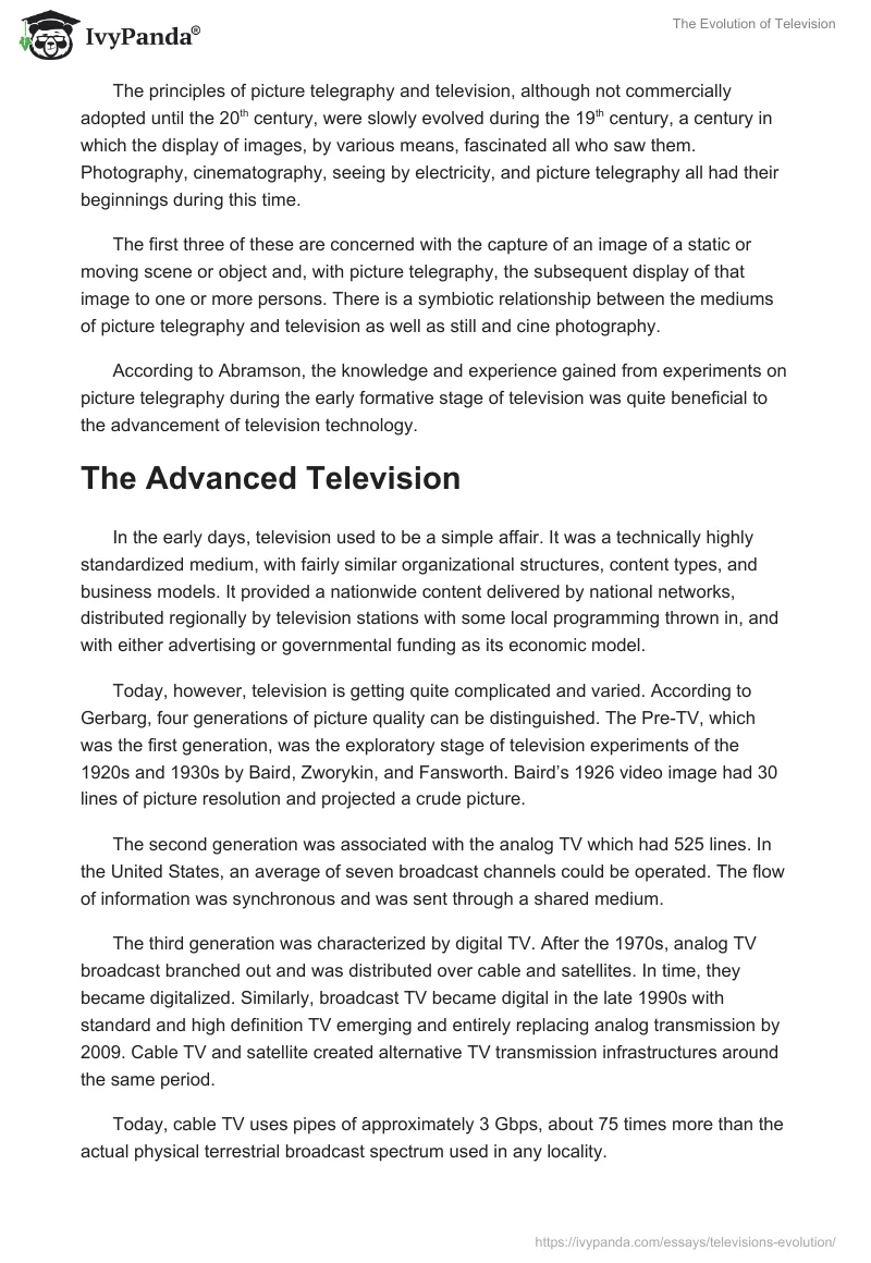 The Evolution of Television. Page 3