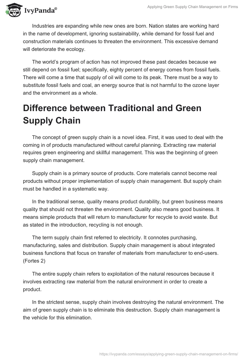 Applying Green Supply Chain Management on Firms. Page 3