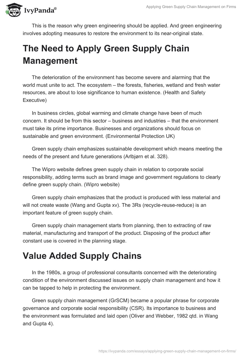 Applying Green Supply Chain Management on Firms. Page 4