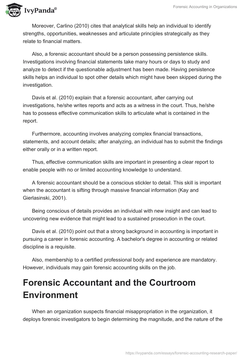 Forensic Accounting in Organizations. Page 2