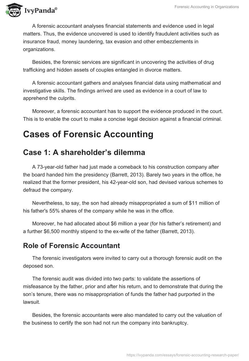 Forensic Accounting in Organizations. Page 4