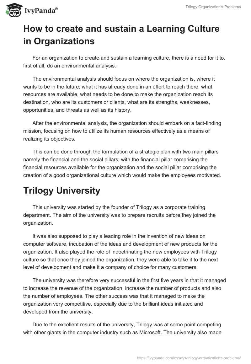 "Trilogy" Organization's Problems. Page 5