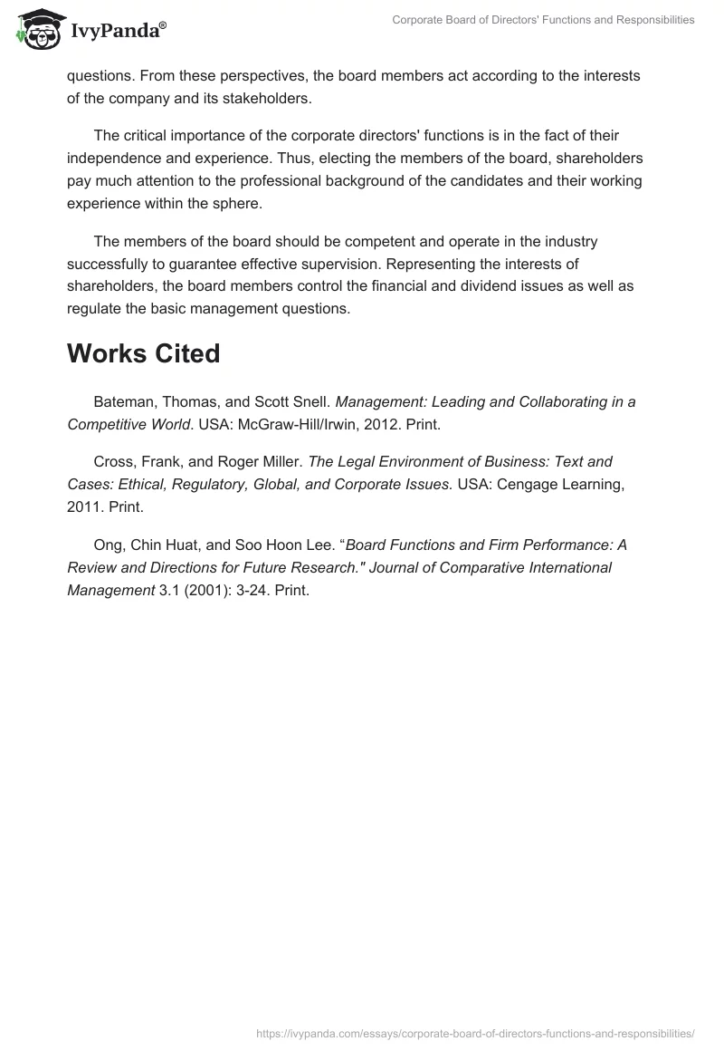 Corporate Board of Directors' Functions and Responsibilities. Page 5