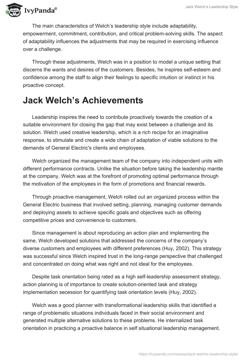 Jack Welch’s Leadership Style. Page 2
