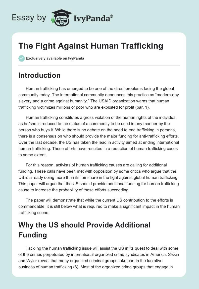 The Fight Against Human Trafficking. Page 1