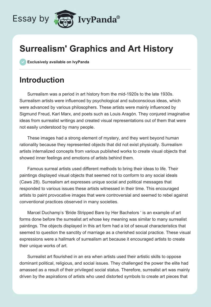 Surrealism' Graphics and Art History. Page 1