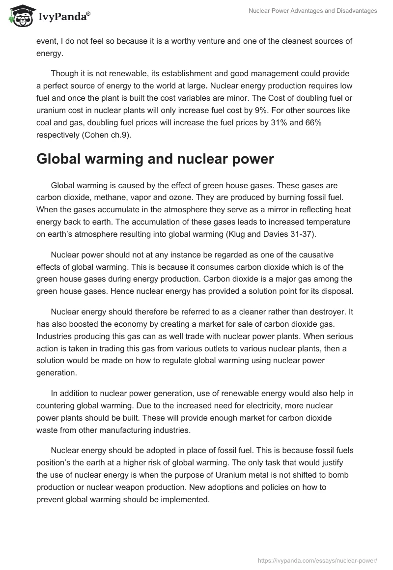 Nuclear Power Advantages and Disadvantages. Page 2