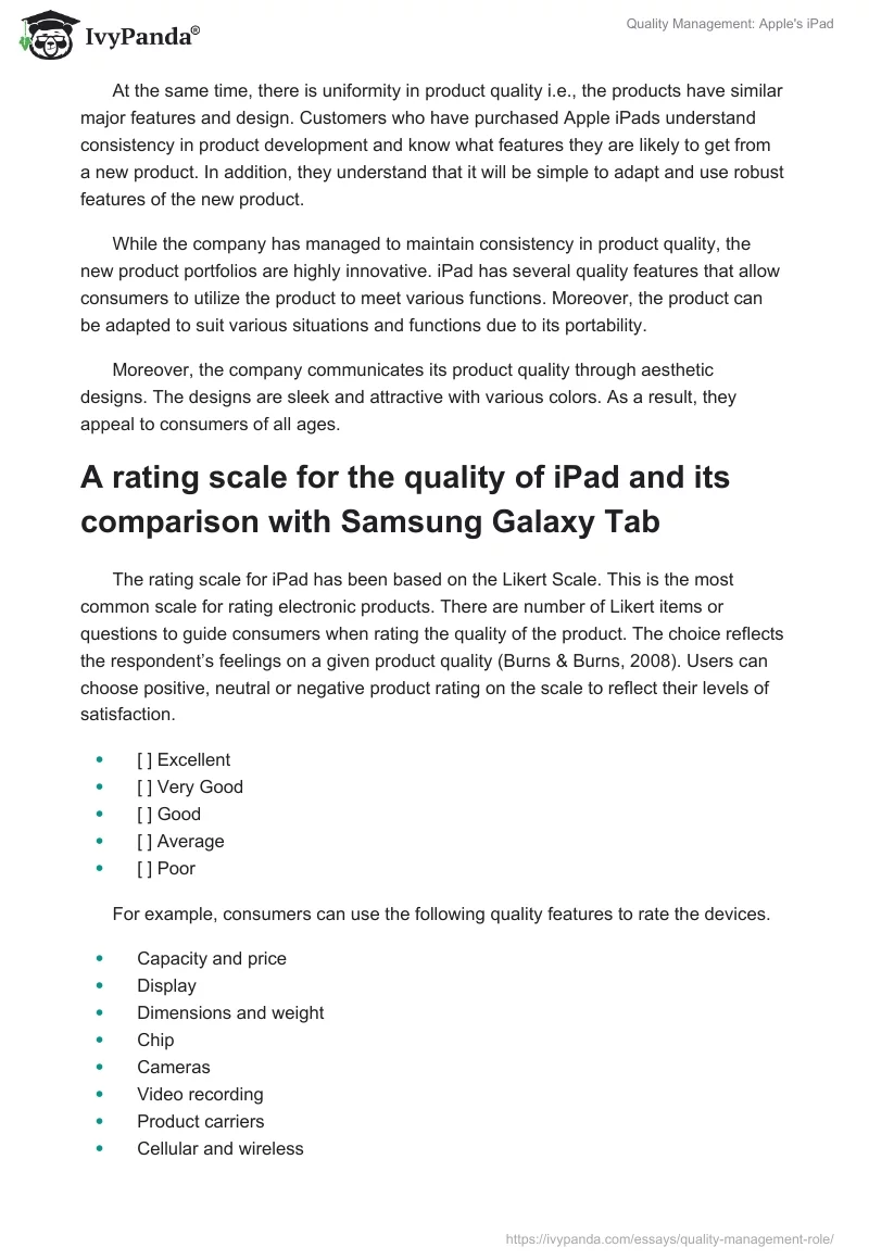 Quality Management: Apple's iPad. Page 3