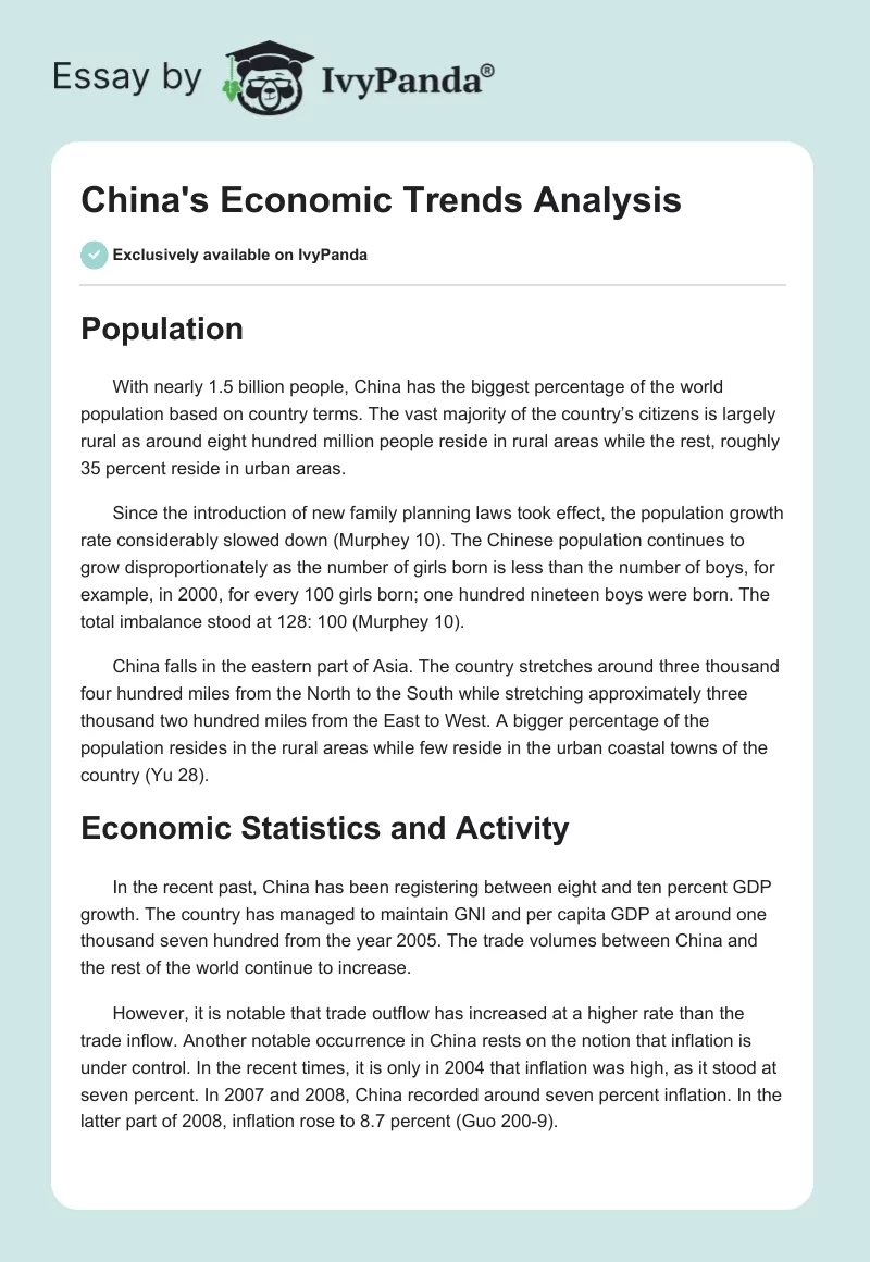 China's Economic Trends Analysis. Page 1