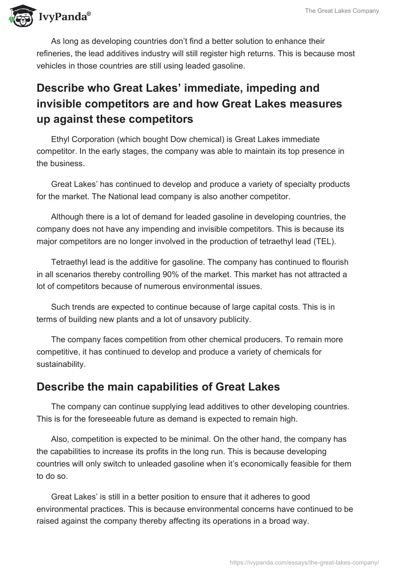 The Great Lakes Company. Page 4
