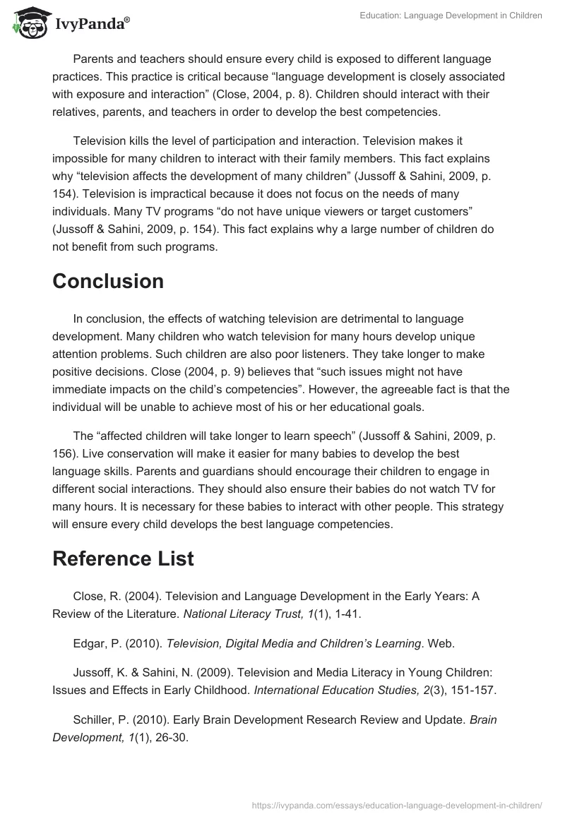 Education: Language Development in Children. Page 5