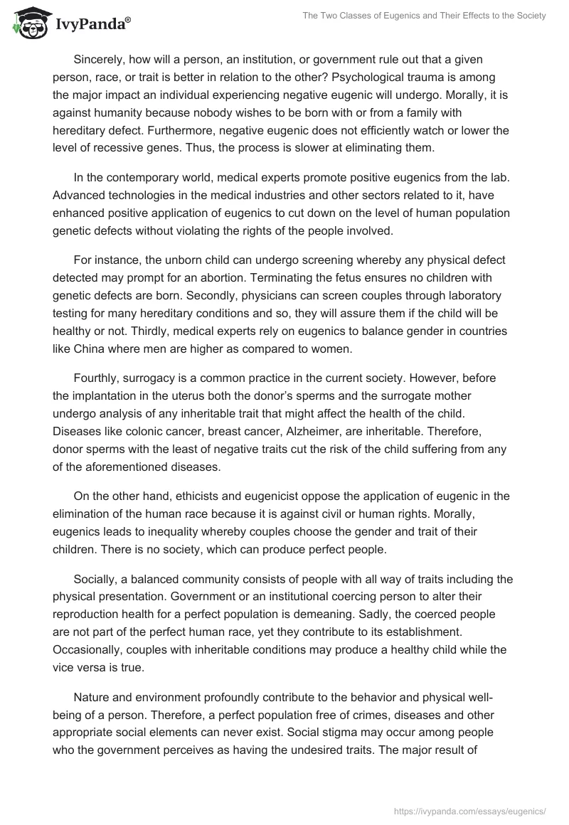 The Two Classes of Eugenics and Their Effects to the Society. Page 3