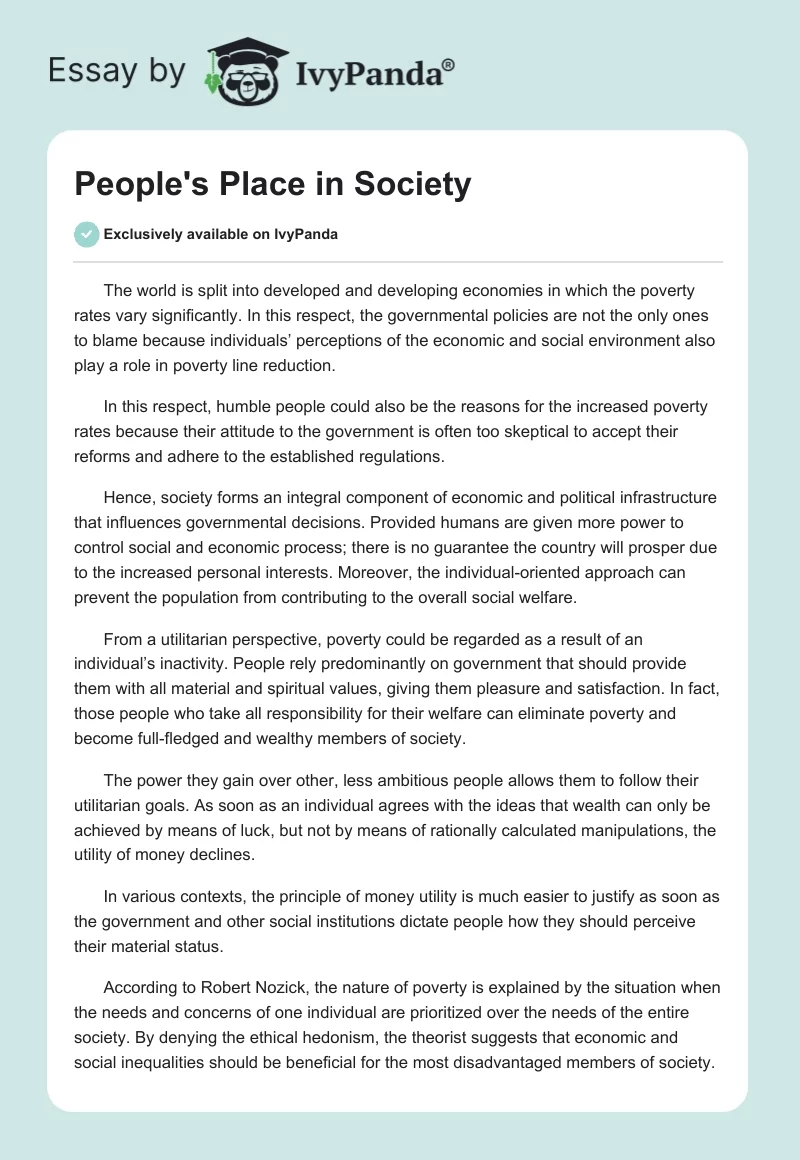 People's Place in Society. Page 1